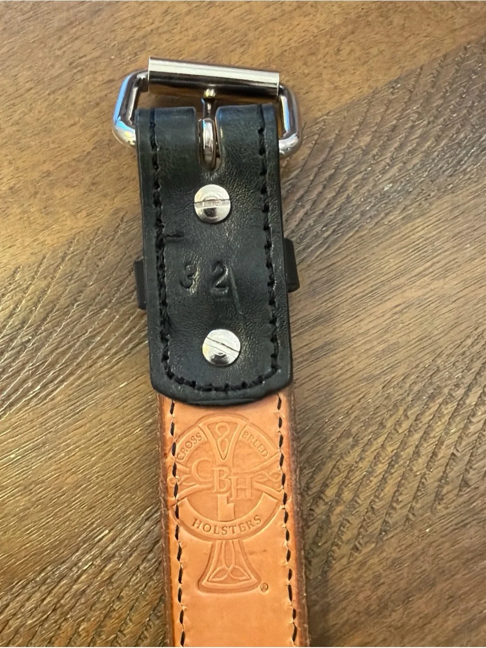 CrossBreed Holsters Leather Gun Belt Black Mens Size 32 Silver Chrome Buckle